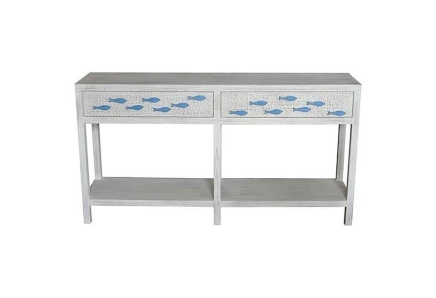 Accent Furniture  Antique White 2 Drawer Aqua Console by Crestview Collection at Esprit Decor Home Furnishings
